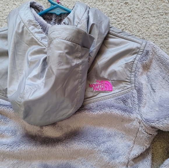 The North Face Women's XS Active Fleece Performance Jacket Grey Pink Logo Zip Up - Picture 15 of 16